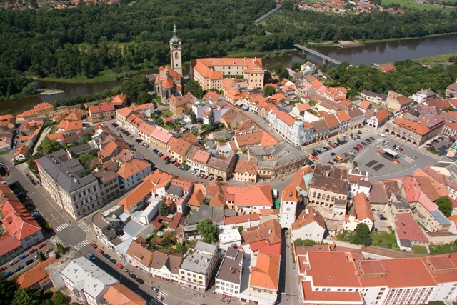 Mělník - letecký pohled na město
